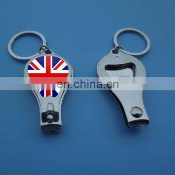 Union Jack Nail Clipper, Custom Blank Metal Fingernail Clipper Bottle Opener Backside