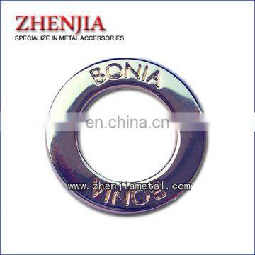 Metal flat logo ring for handbags