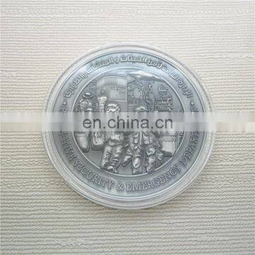 Cheap Custom Antique Nickel Plating Dubai Police Souvenir Old Metal Coin With Acrylic Box photo-3