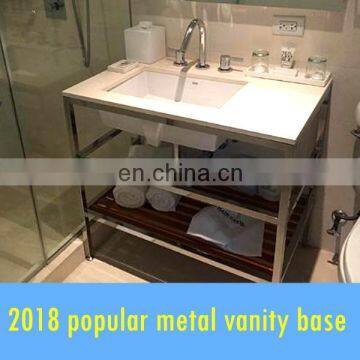 floor standing vanity set with stainless steel satin base