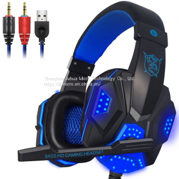 Hot Selling LED Over-ear Computer Gaming Headset Headphone With Mic For Steam Game