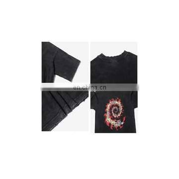 DiZNEW Custom Manufacturer Short Sleeve Black Mens Blank Acid Washed Fade T Shirt photo-6