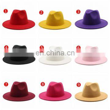 Wholesale New Wide Brim Fashion Jazz Cap Panama Vintage Winter Felt Fedora Wool Wide Custom Hats photo-3