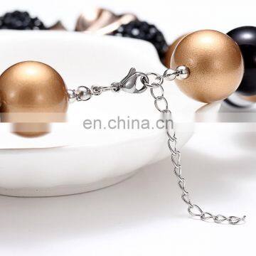 Girl Necklace With Gold Bow Kids Children Chunky Bubble Beads Necklace Holiday Jewelry Gift photo-4