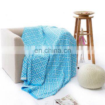 50''x60''Soft Geometric Pattern Cozy Blue Knitted Throw Blanket for Couch/Sofa/Travel photo-6