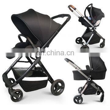 China Factory Multifunction crib leather baby stroller 3 in 1 baby stroller pram