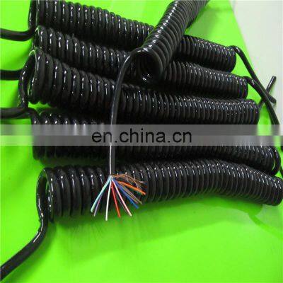 6core extension electrical coiled PU/PUR/TPU spiral spring cable