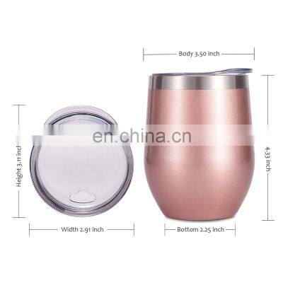 Wholesale Colorful 12oz Wine Tumbler Double Wall Insulated Wine Cup Thermal Tumbler With Lid and Straw photo-3