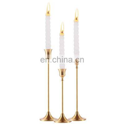 Golden Brass Vintage Exquisite Metal Candle Holder Decorative Candle Holder