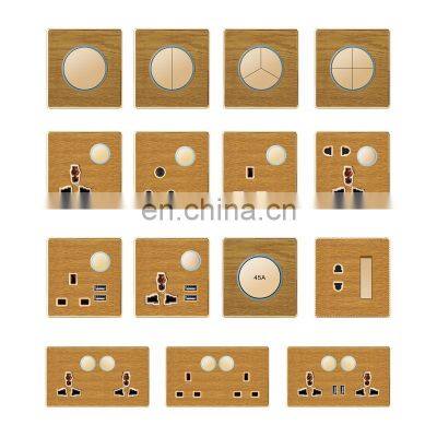 EU/UK Standard 45A Wall Button Switch With LED Light 86mm*86mm Thick Solid Wood Panel Sockets And Switches Electrical photo-5