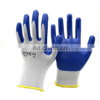 Nylon Safety Dipped Hand gloves Polyester Working White Black Grey Construction Nitrile Coated Glove