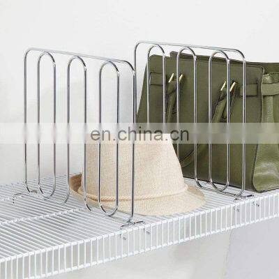 Metal Wire Closet Shelf Divider and Separator for Storage Organization in Bedroom, Bathroom, Kitchen, Office