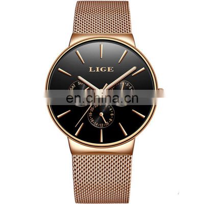 Top Brand LIGE Watches Men Super Slim Mesh Stainless Steel Luxury Casual Quartz Clock Ladies Wristwatch Relogio Feminino