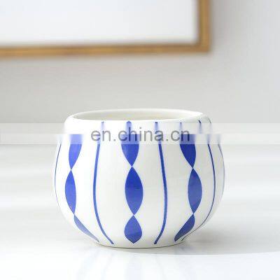Wholesale White Porcelain Flowerpot Japanese Flower Pot Hand Painted Creative Ceramic Mini Pot