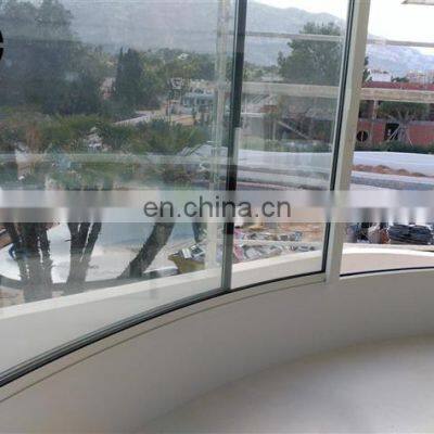 60mm Leaf New Design Aluminium Alloy Curved Sliding Window Double Glazed Glass Panels Window