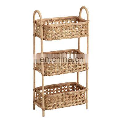 Hot Sale Natural Rattan Cane 3 Tier Storage Tower Basket