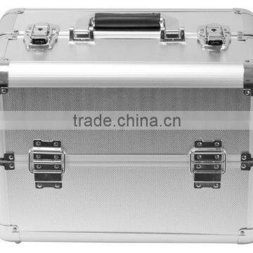 Silver Makeup Cosmetic Train Case Lockable Jewelry Travel Case Aluminum Artist Vanity Case Makeup Travel Carrying Case photo-5