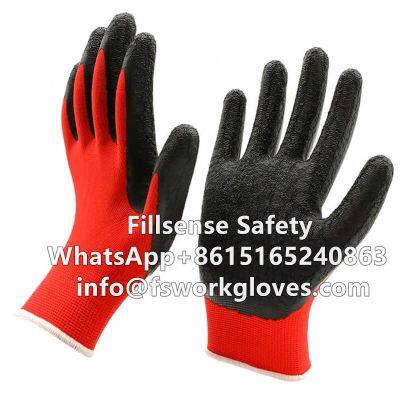 Factory Wholesale 13 Gauge Nylon String Knit Crinkle Palm Latex Coated Work Gloves Wholesale