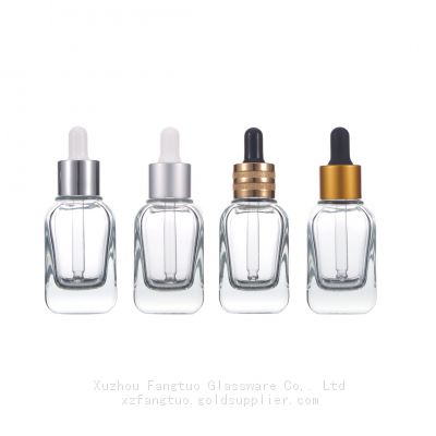 Square shape High end thick bottom glass 10ml 20ml 30ml dropper bottle Skin Recovering Essence packing glass bottle empty clear glass bottles