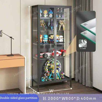 Starry Night Black Display Cabinet Double Doors 5 Layers H1800mm×W500mm×L800mm for Retail Store - Customizable photo-3