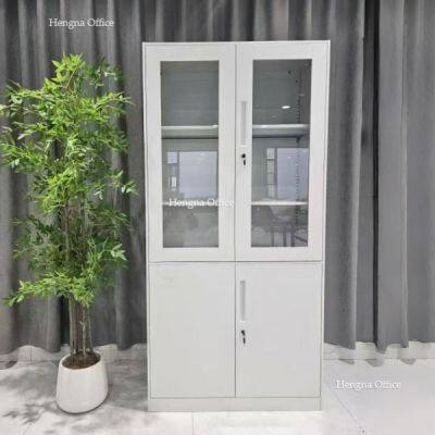 Factory Direct Wholesale Modern Metal Cabinet – Customizable Glass Door Steel Filing Cupboard for Commercial Office photo-3
