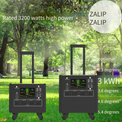 zalip 3000w super fast-charging portable outdoor power station with lithium iron phosphate battery, suitcase-style mobile power supply with wheels, mobile power for outdoor live streaming