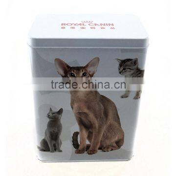 cute rectangular metal pet food tin box