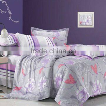 Pigment Print Geometry Flower & stripe Bedding Cotton Duvet Cover Bed Set