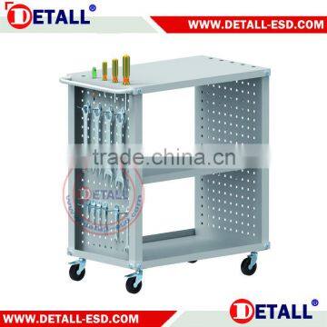 Multifunctional ESD modular trolley with shelf and perforated tool panels