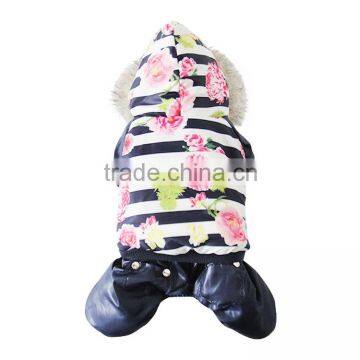 Luxury Fur Flower Cotton Royal Blue Dog Clothes photo-6