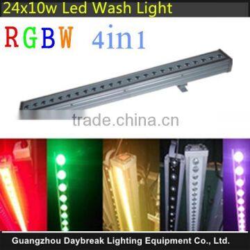 24x10w RGBW 4in1 LED wall light dmx512 full color mix led wall wash strip long type waterproof IP65 Stage / Outdoor Building led