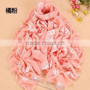 Wholesale Fashion Ladies Floral Embroidery Viscose Scarf Quality Choice