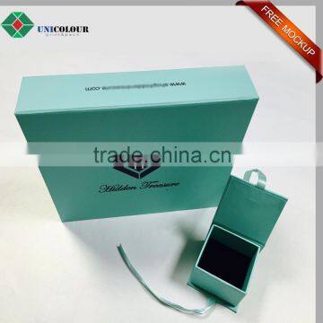 Light Green Cardboard Jewelry Box Custom With Ribbon Closure photo-3