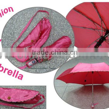 light duty umbrella with mini bag, auto open folding umbrella fashion case