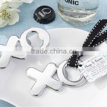 Bridal Shower Party Gifts for guest -- "Hugs & Kisses Chrome XO Beer Bottle Opener Wedding Favor