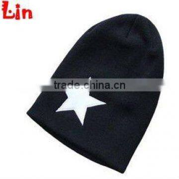 black winter knitted wool hat