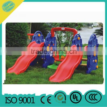 kindergarten baby slide with swing , outdoor small children plastic slide