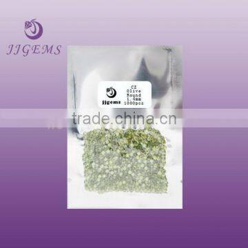 China Wholesale round brilliant cut apple green 1.4mm loose cz stone