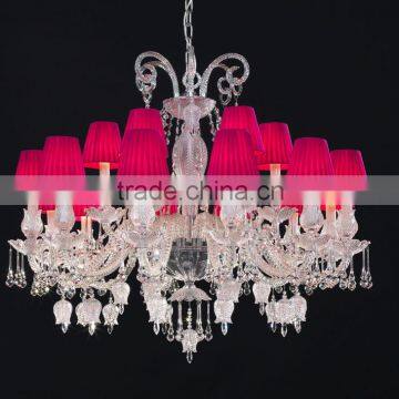 2015 fabulously exquisite crystal chandelier with red lamp shade