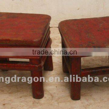 Chinese antique furniture_antique red stool_wood_pine