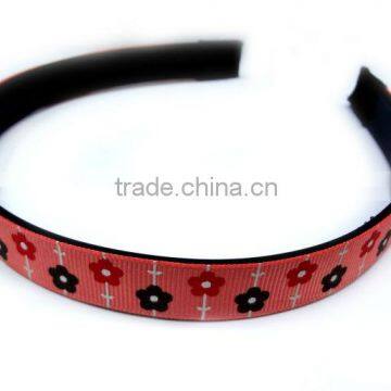 Flower Printed Satin Plastic Simple Headband For Children