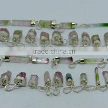 925 Silver Crystal Healing Watermelon tourmaline Pendants