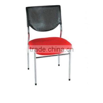 Plastic Back and Upholstered Seat Stackable Dining Chair with Seat Cushion