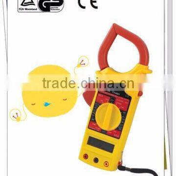 Clamp type digital multimeter made in China with 9V battery and instruction manual