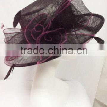 Black/purple woman sinamay hat