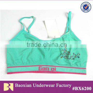 2014 New lady seamless bra top with rhinestone