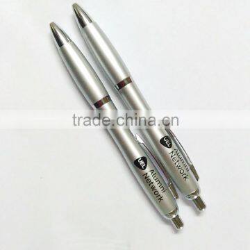 hottest best quality silver promotional pen ,branded ball point pe, plastic ball pen