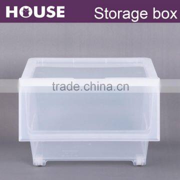 Stackable and nested front lid storage box