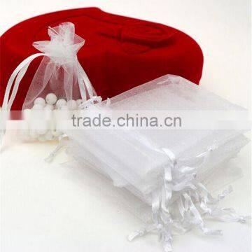 White personalized organza gift bags jewellery storage pouches promotion drawstring security recyclable for wedding party