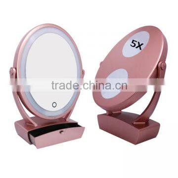 Elegant touch sensor vanity dressing table mirror with lights and magnifying                        
                                                                                Supplier's Choice